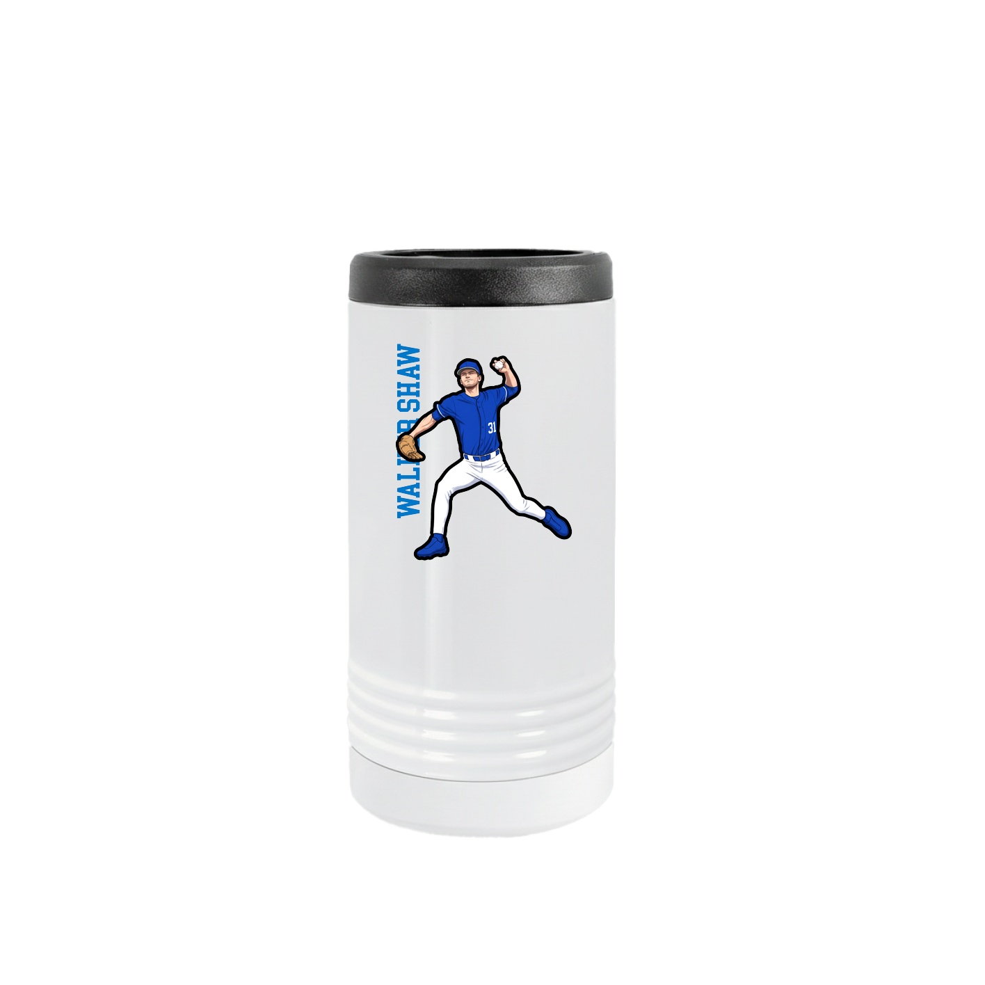 Slim Beverage Holder — Name Vertical in White