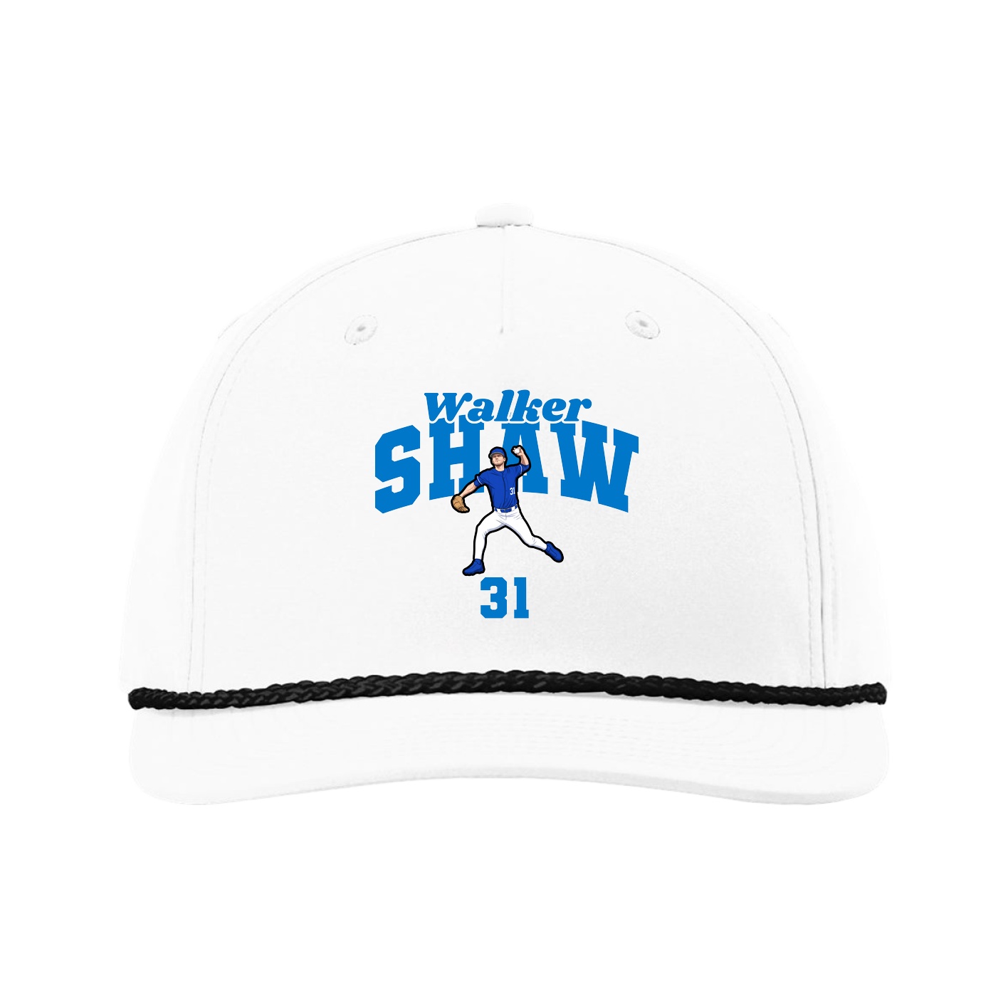 Five-Panel Classic Rope Cap — Signature Arch in White