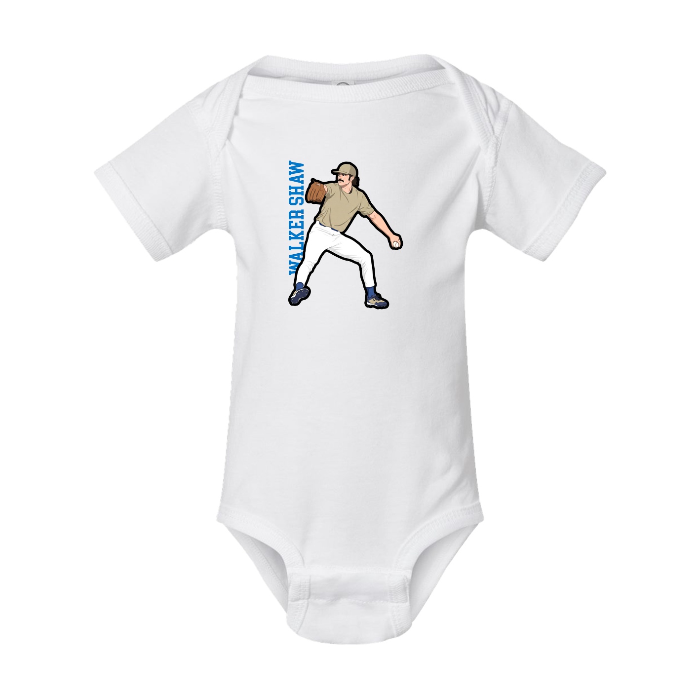Baby Onesie — Name Vertical in White