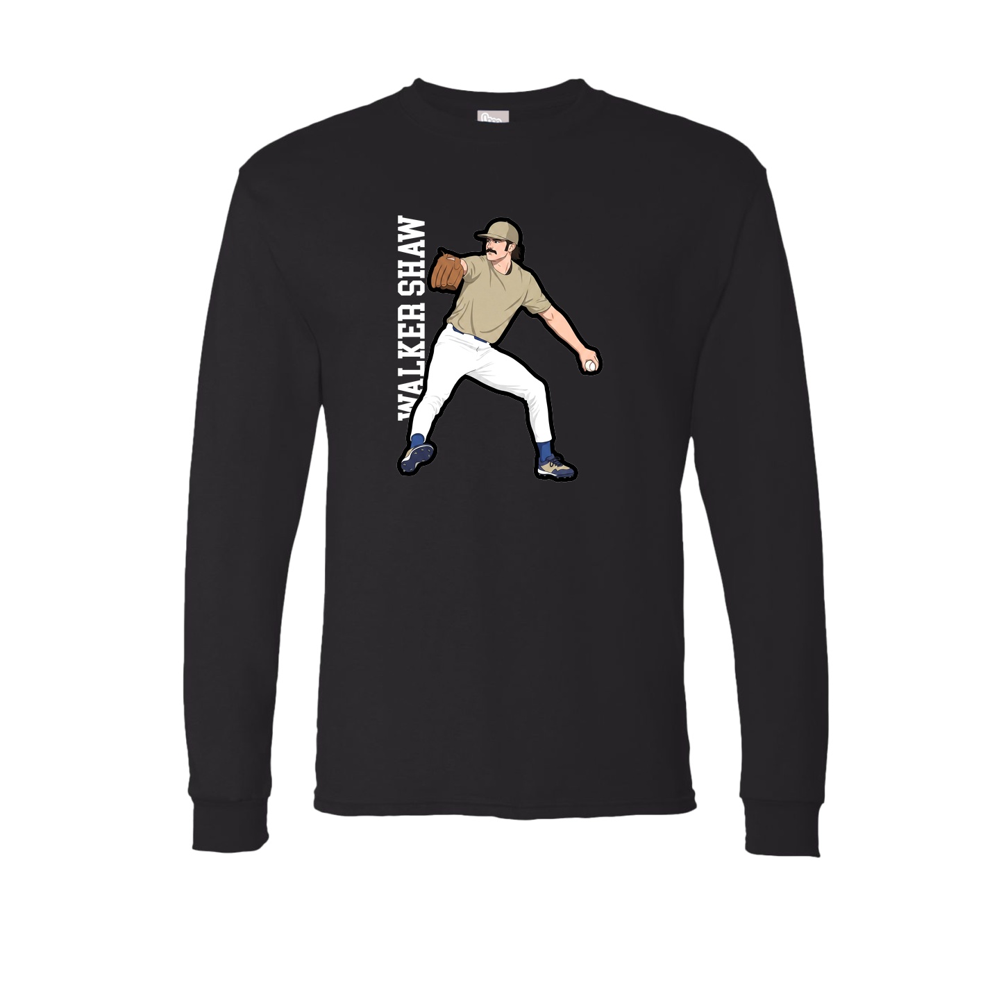 Long Sleeve Tee — Name Vertical in Black