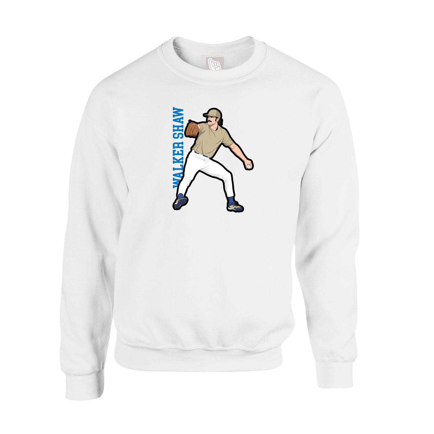 Fleece Crew — Name Vertical in White