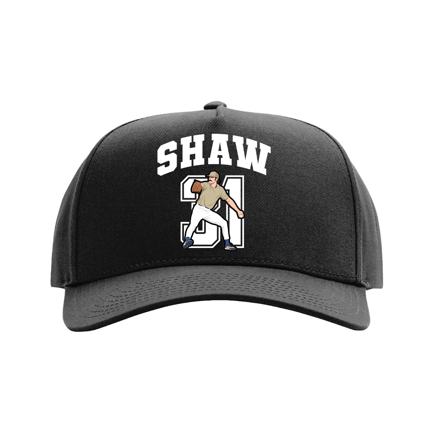 Full Fabric Five-Panel Champ Cap — Number in Black