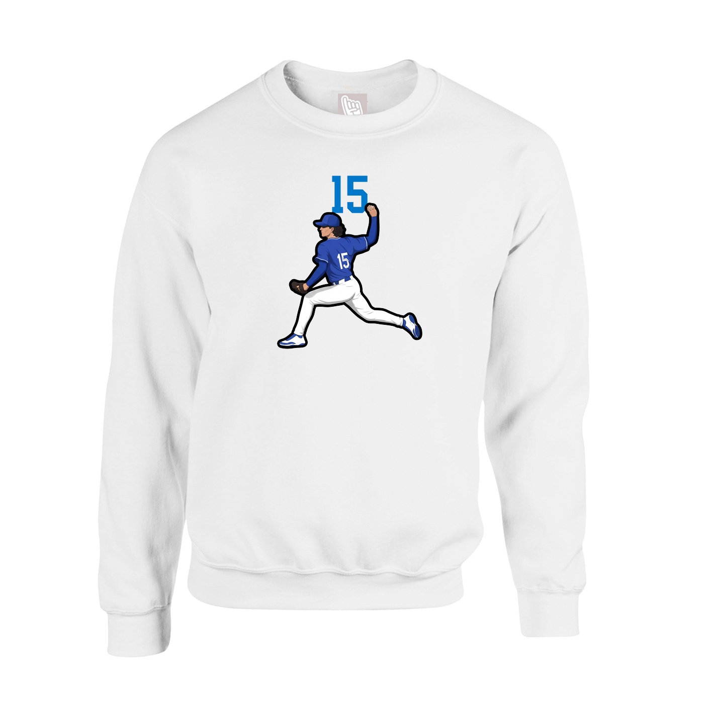 Fleece Crew — Number Top in White