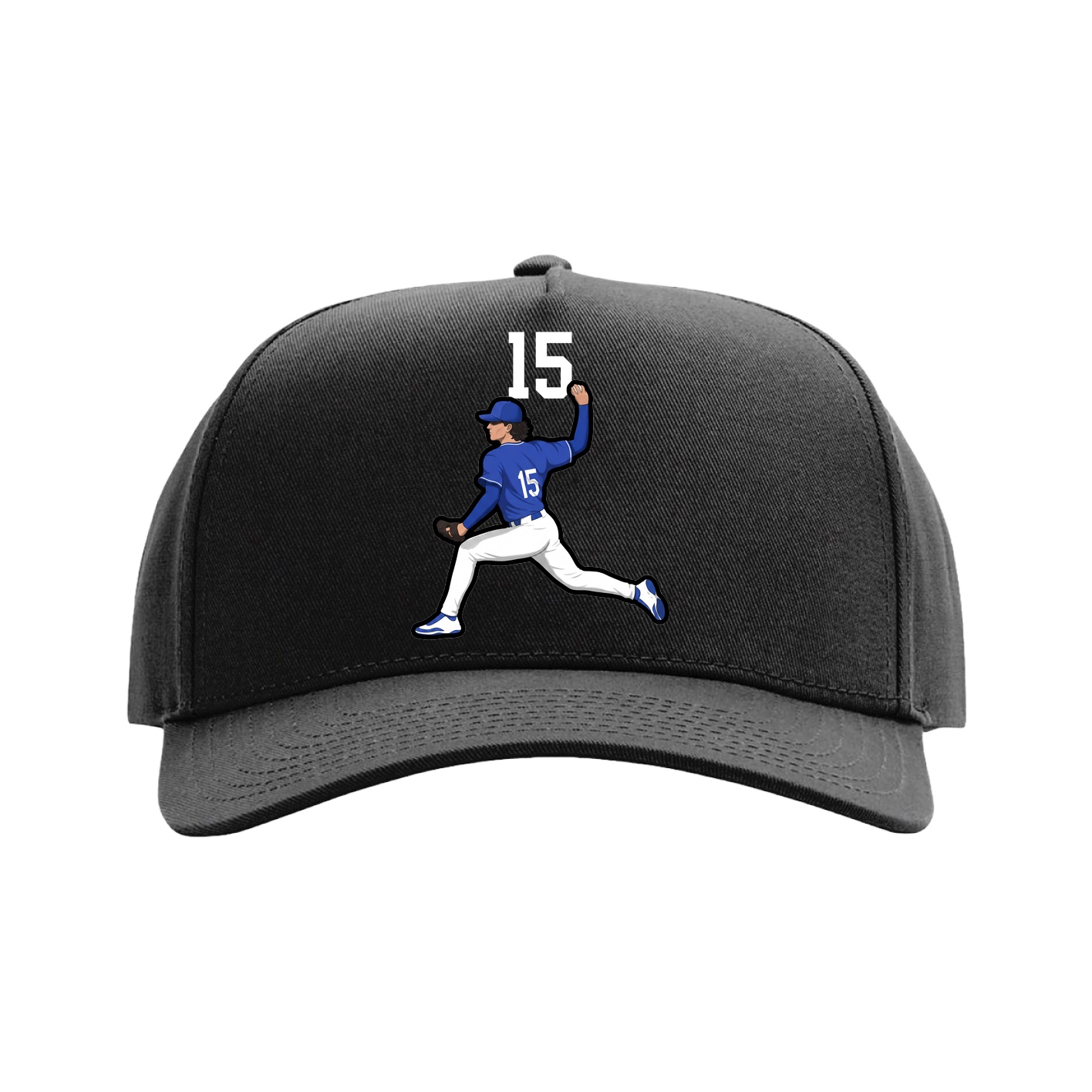 Full Fabric Five-Panel Champ Cap — Number Top in Black