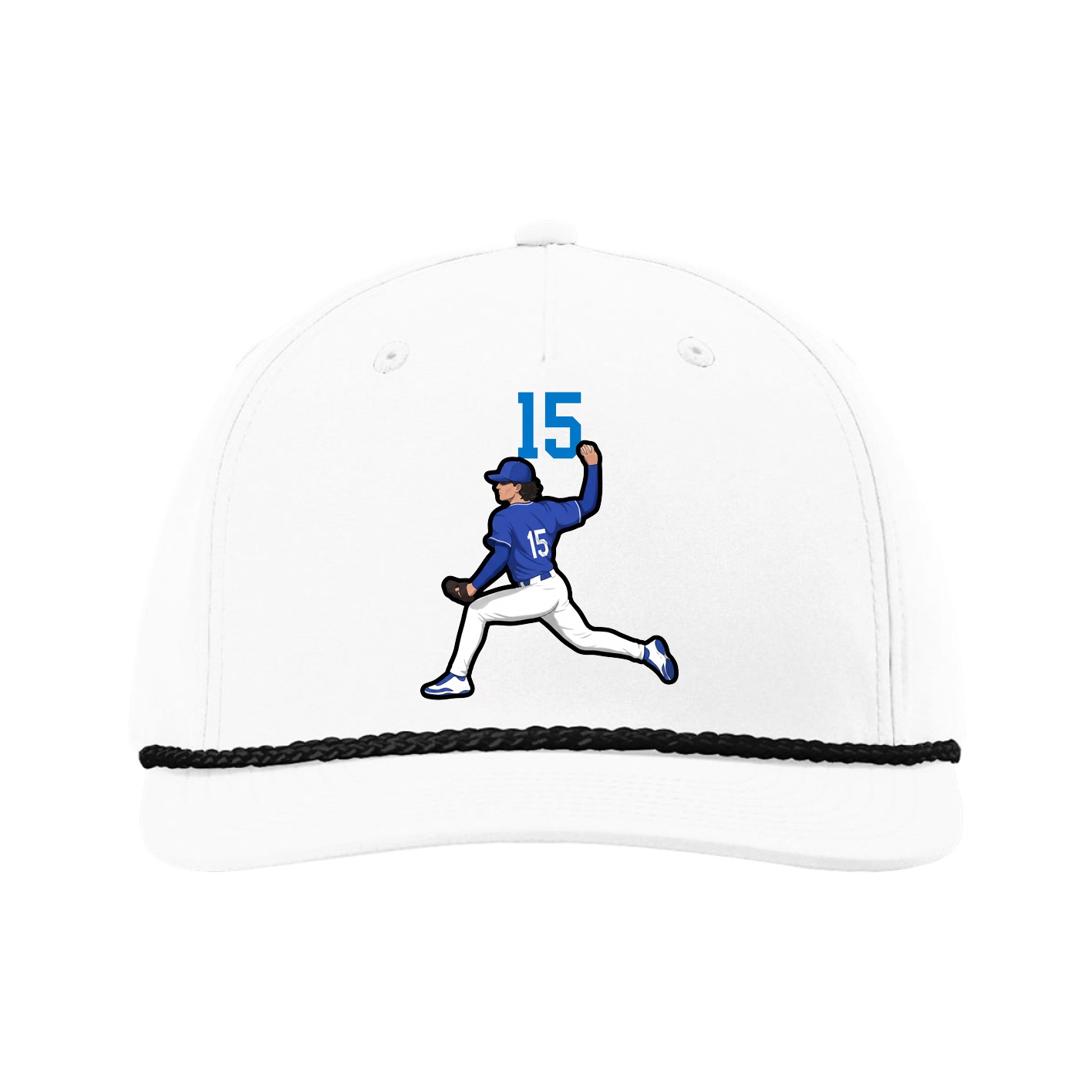 Five-Panel Classic Rope Cap — Number Top in White