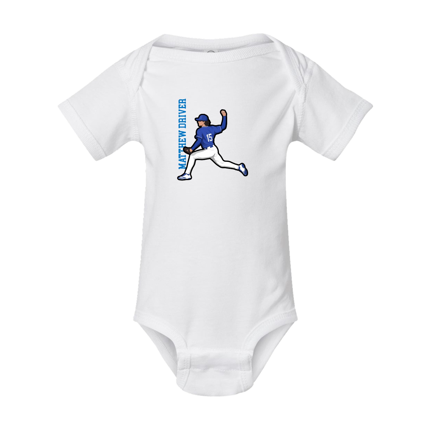 Baby Onesie — Name Vertical in White