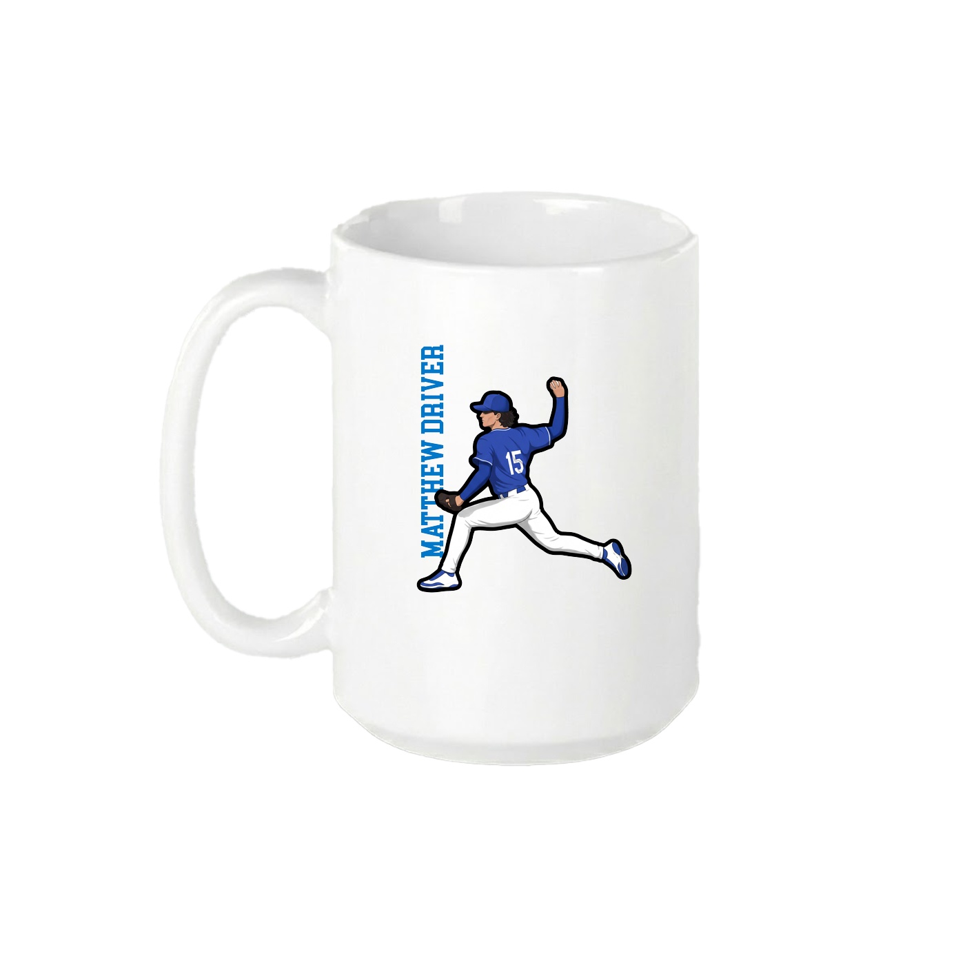 15oz Coffee Mug — Name Vertical in White