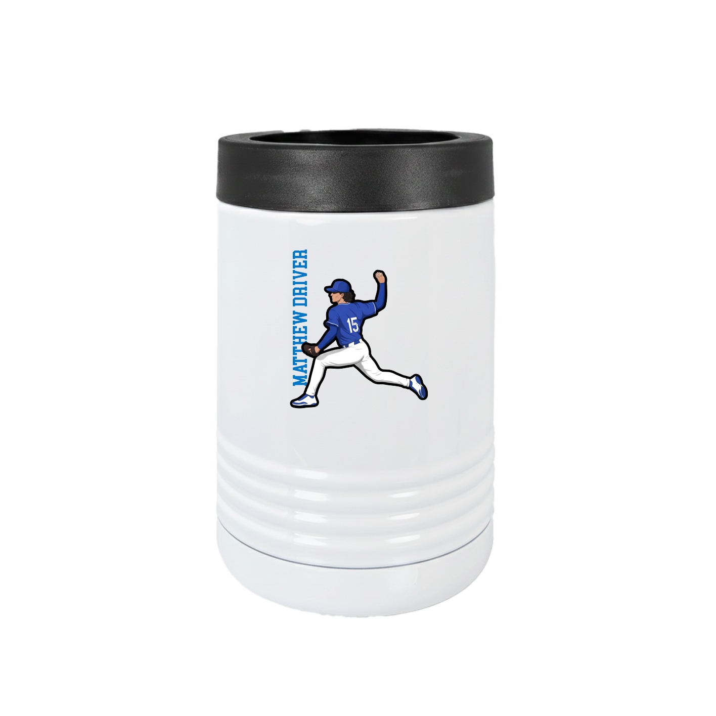 Beverage Holder — Name Vertical in White