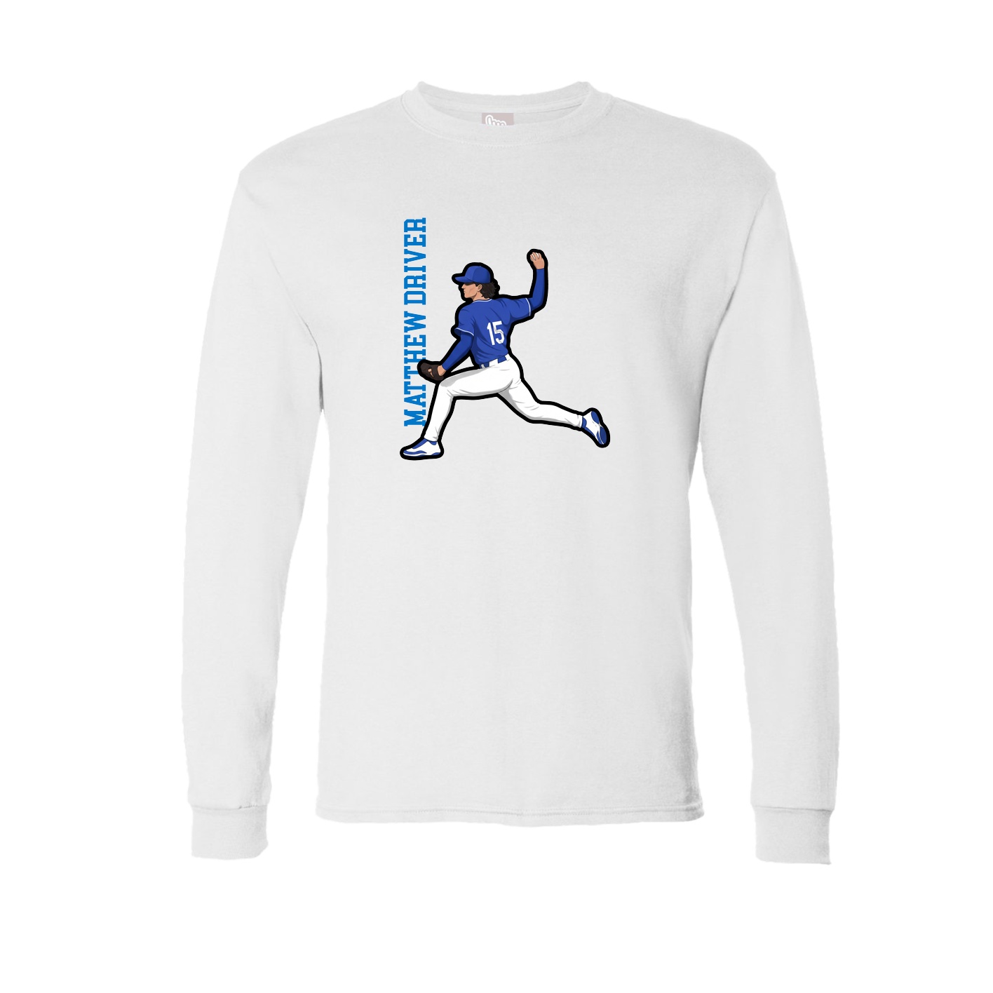 Long Sleeve Tee — Name Vertical in White