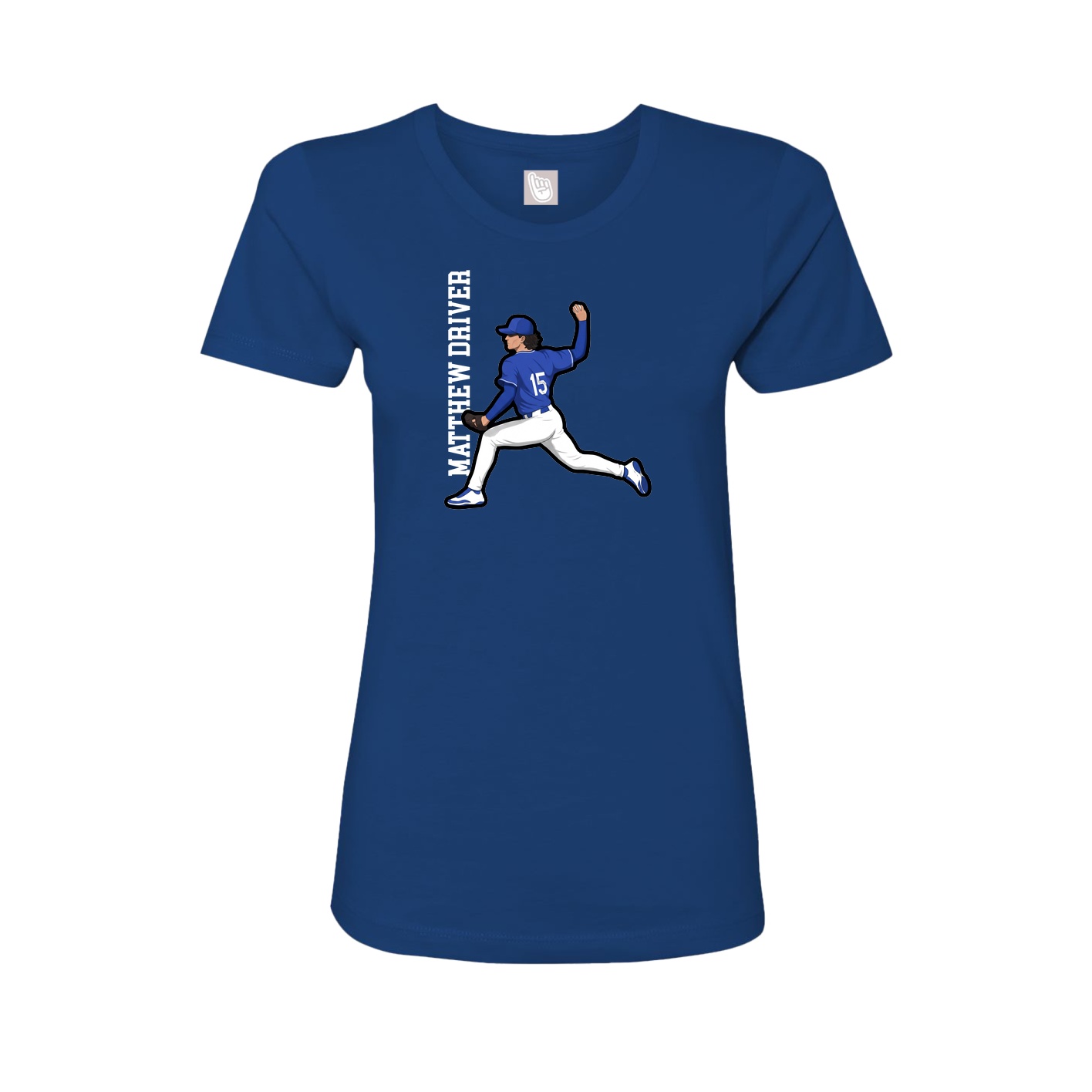 Fitted Women's Tee — Name Vertical in Royal