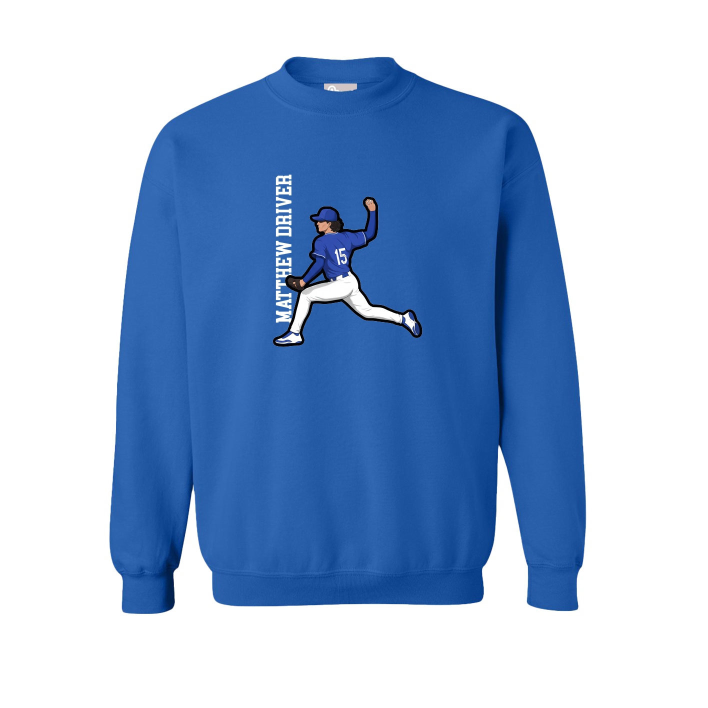 Fleece Crew — Name Vertical in Royal