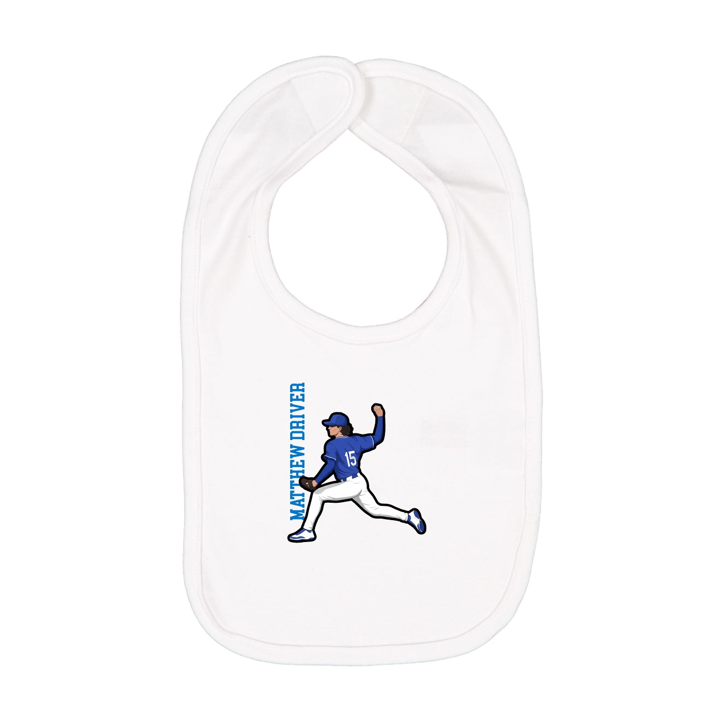 Infant Bib — Name Vertical in White