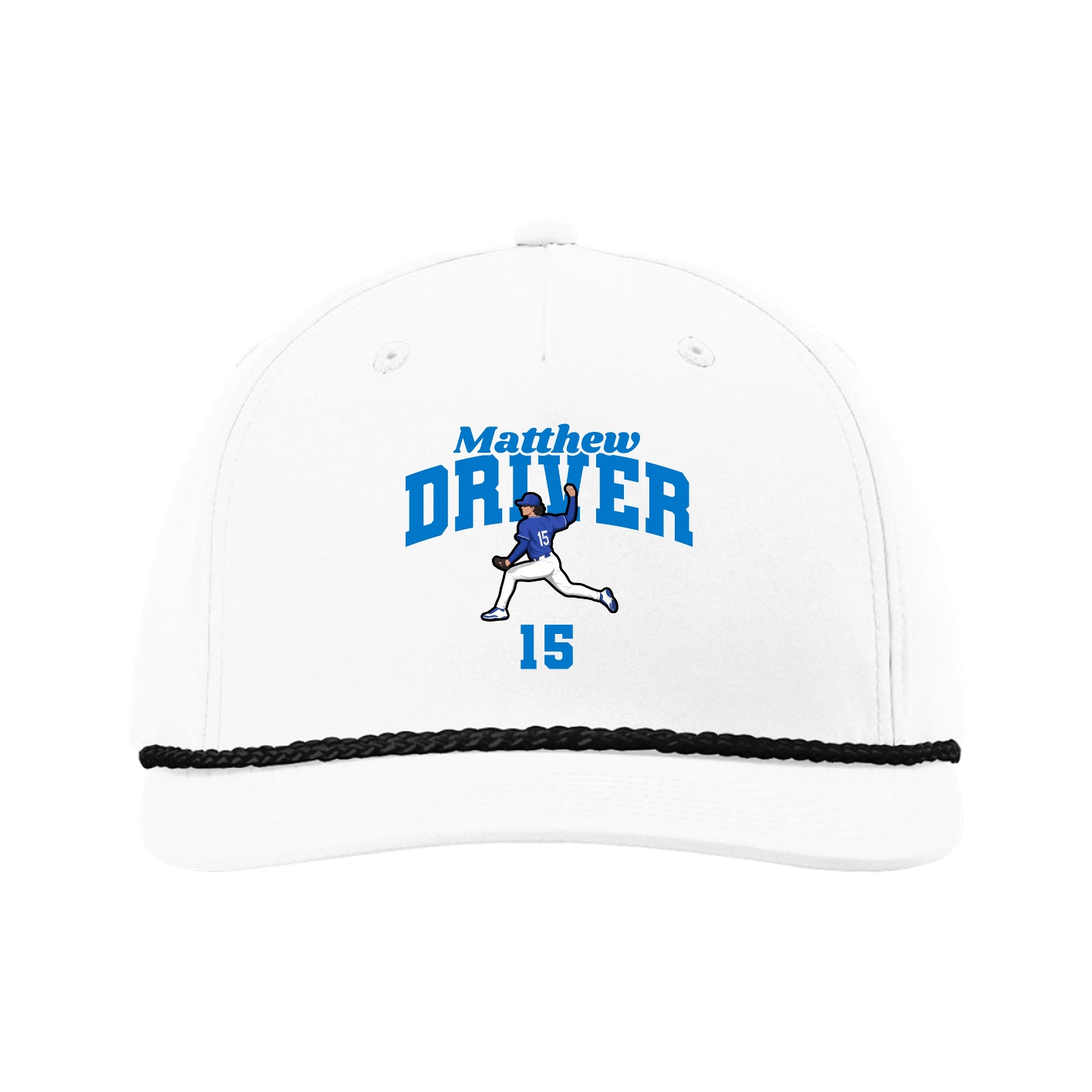 Five-Panel Classic Rope Cap — Signature Arch in White