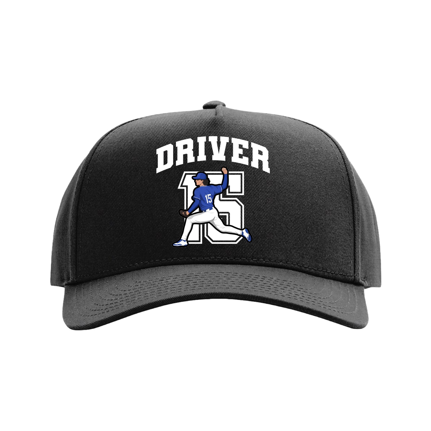 Full Fabric Five-Panel Champ Cap — Number in Black