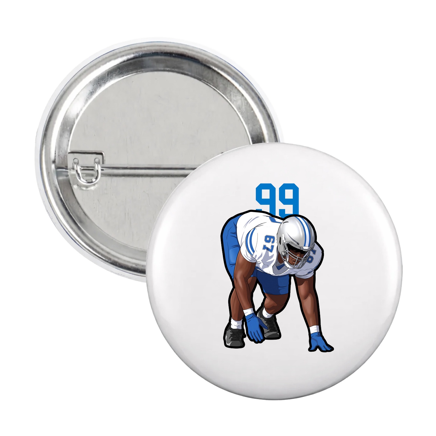Game Day Button — Number Top in White