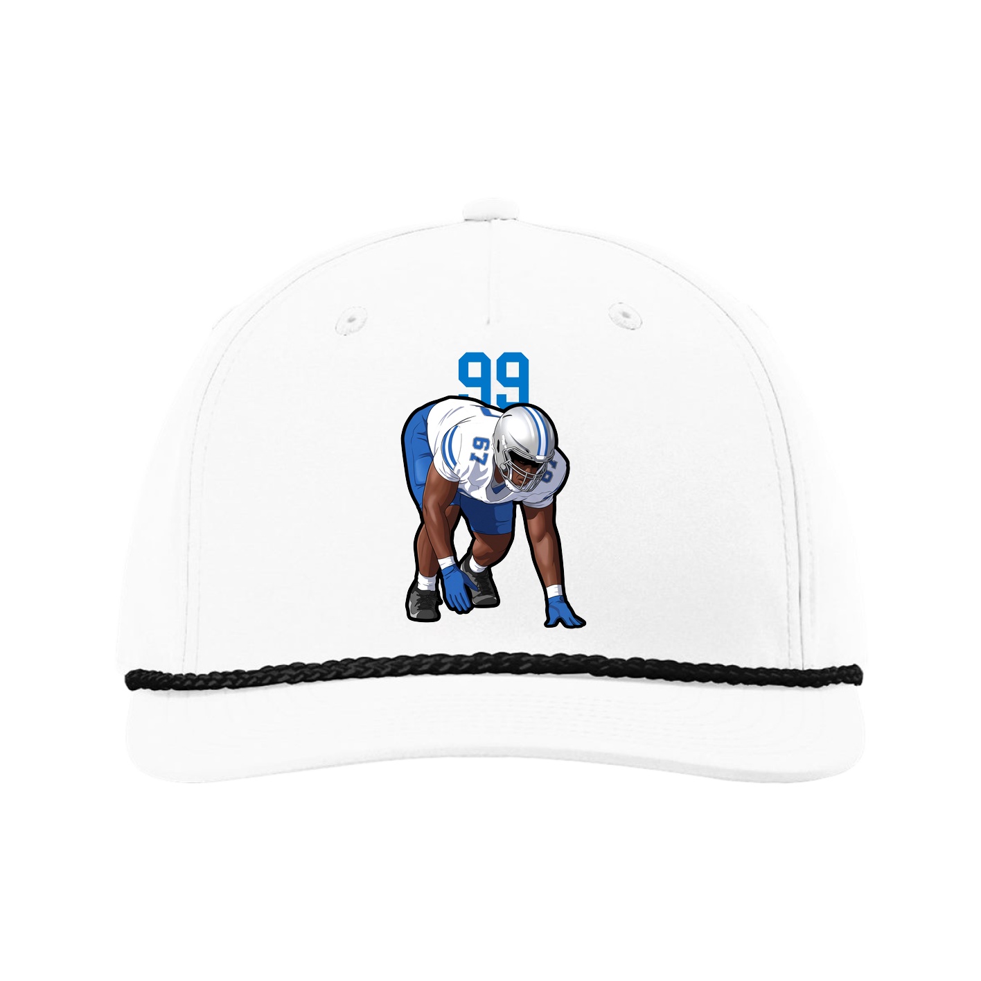 Five-Panel Classic Rope Cap — Number Top in White