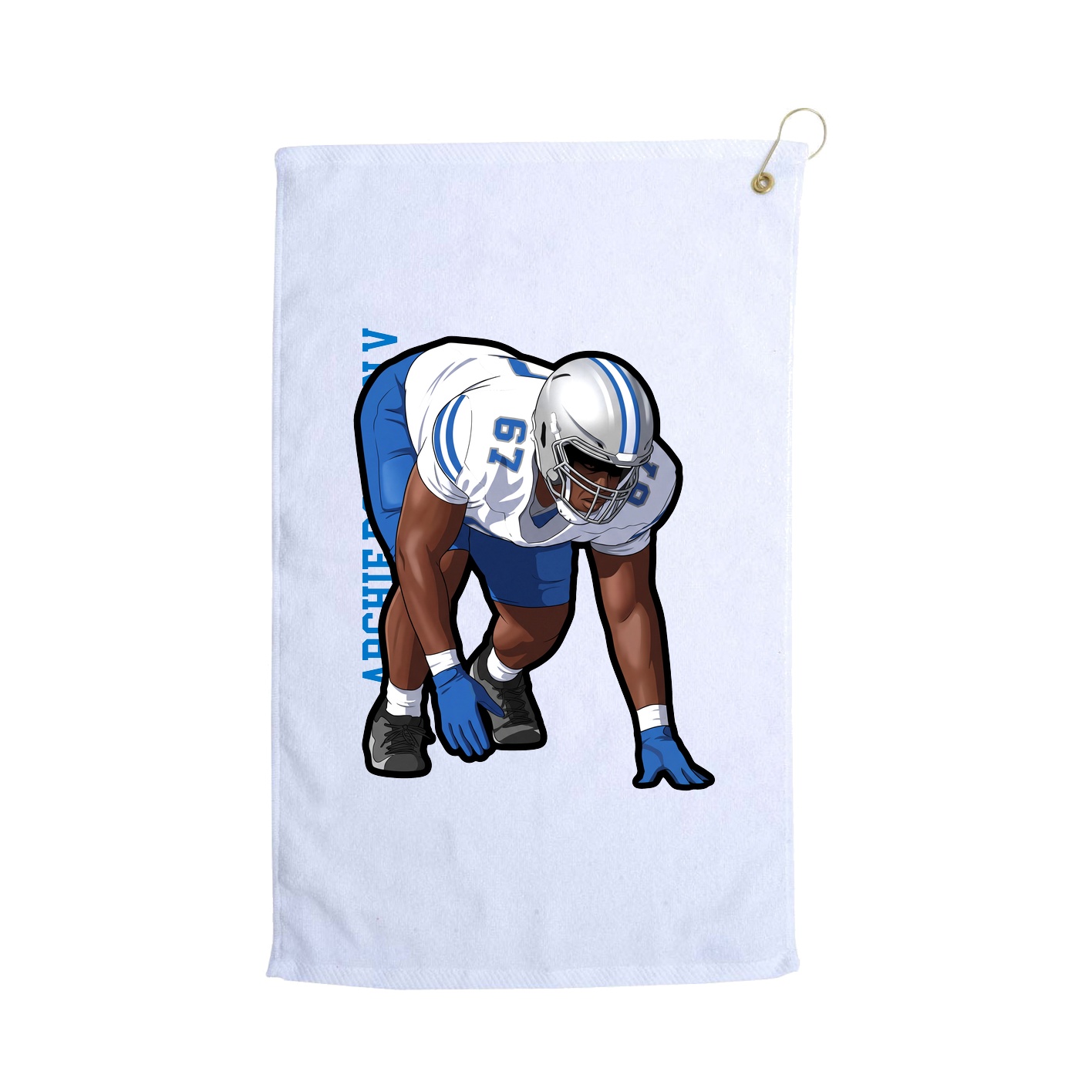Golf Towel — Name Vertical in White