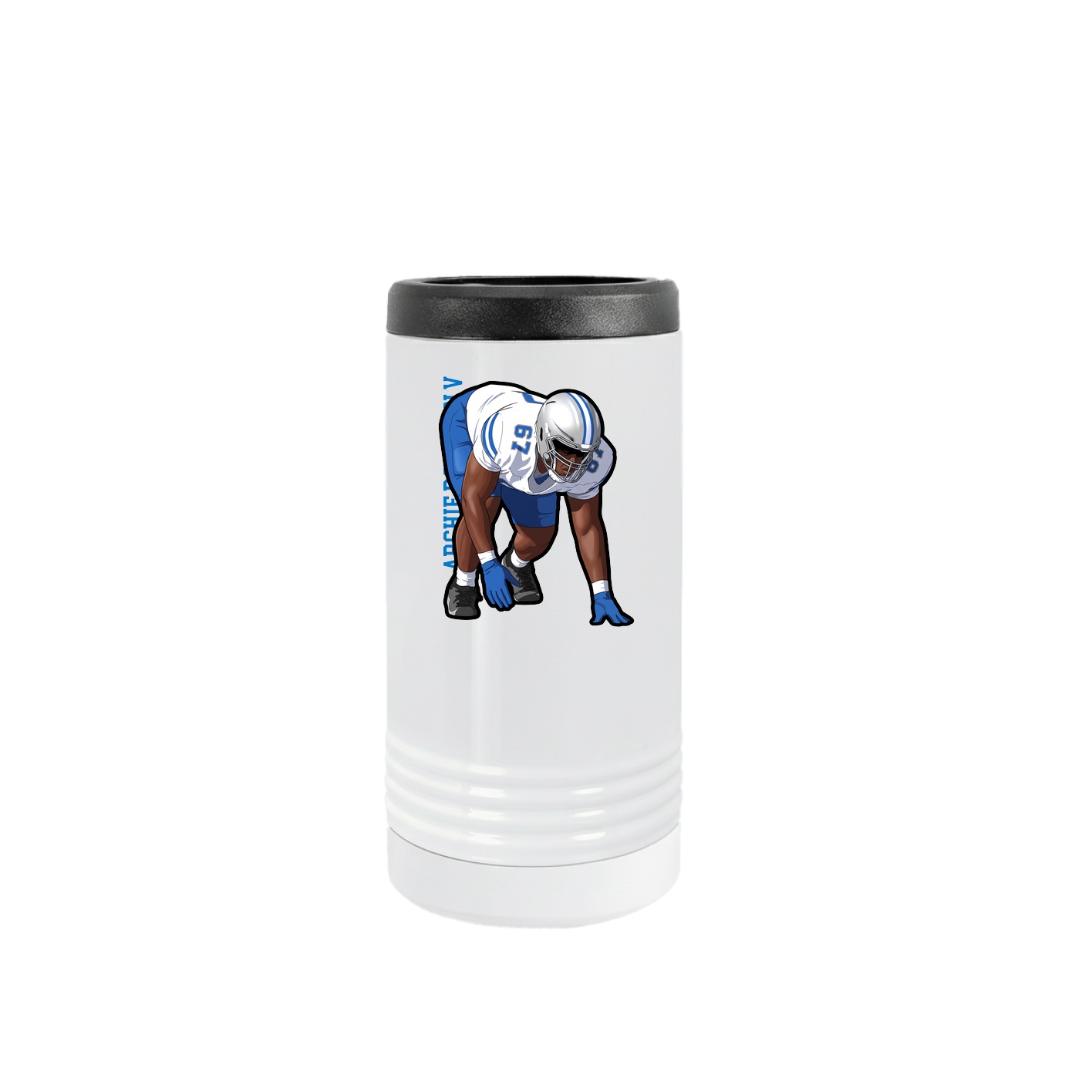 Slim Beverage Holder — Name Vertical in White