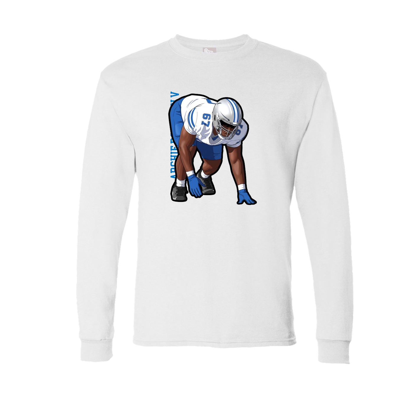 Long Sleeve Tee — Name Vertical in White
