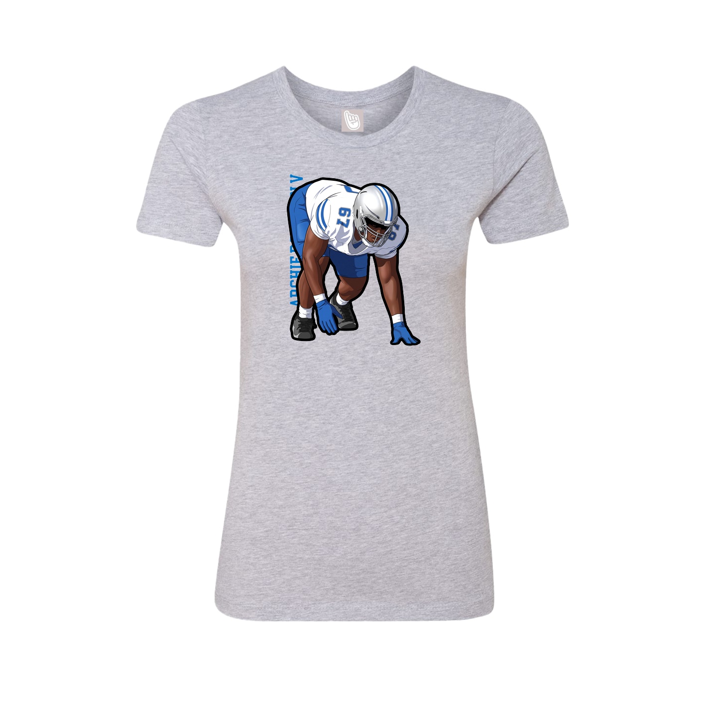 Fitted Women's Tee — Name Vertical in Grey