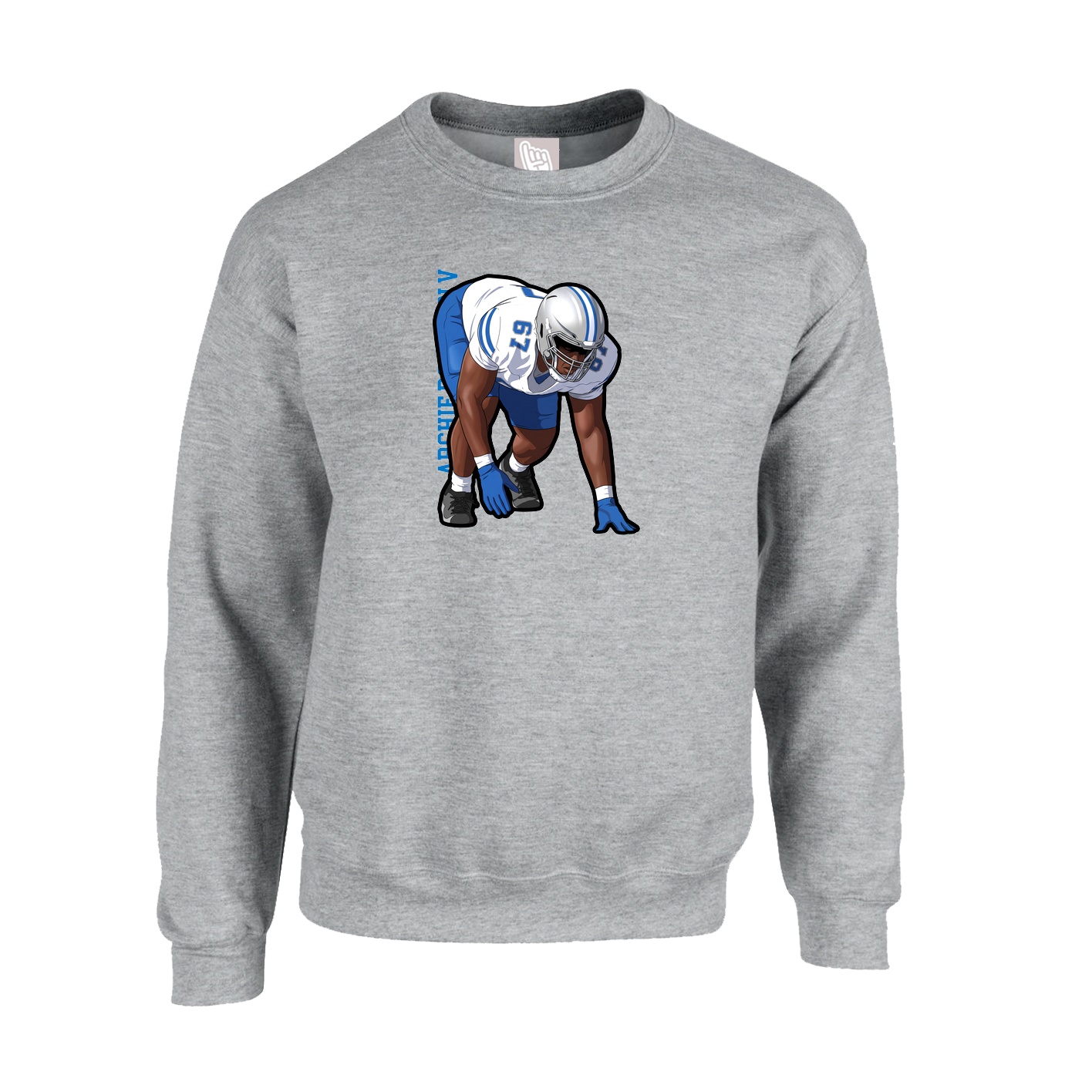 Fleece Crew — Name Vertical in Grey