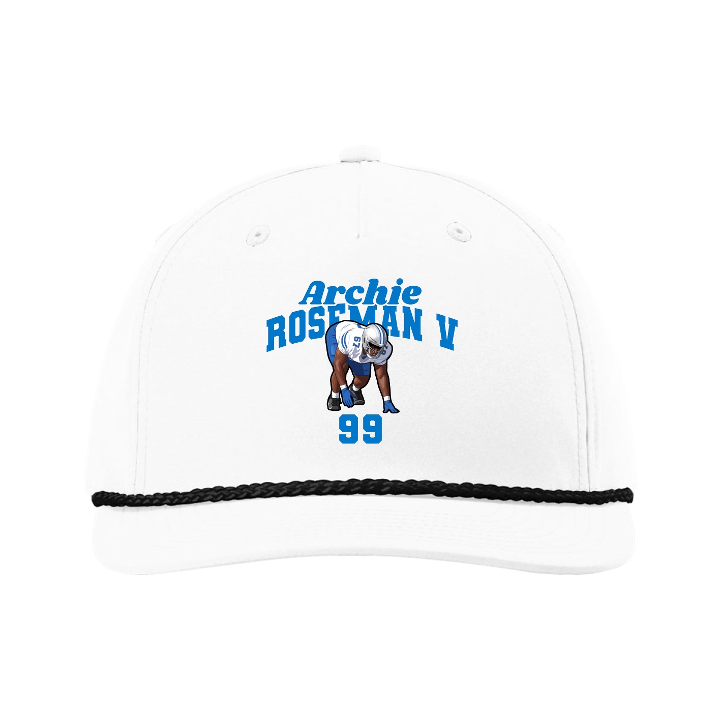 Five-Panel Classic Rope Cap — Signature Arch in White