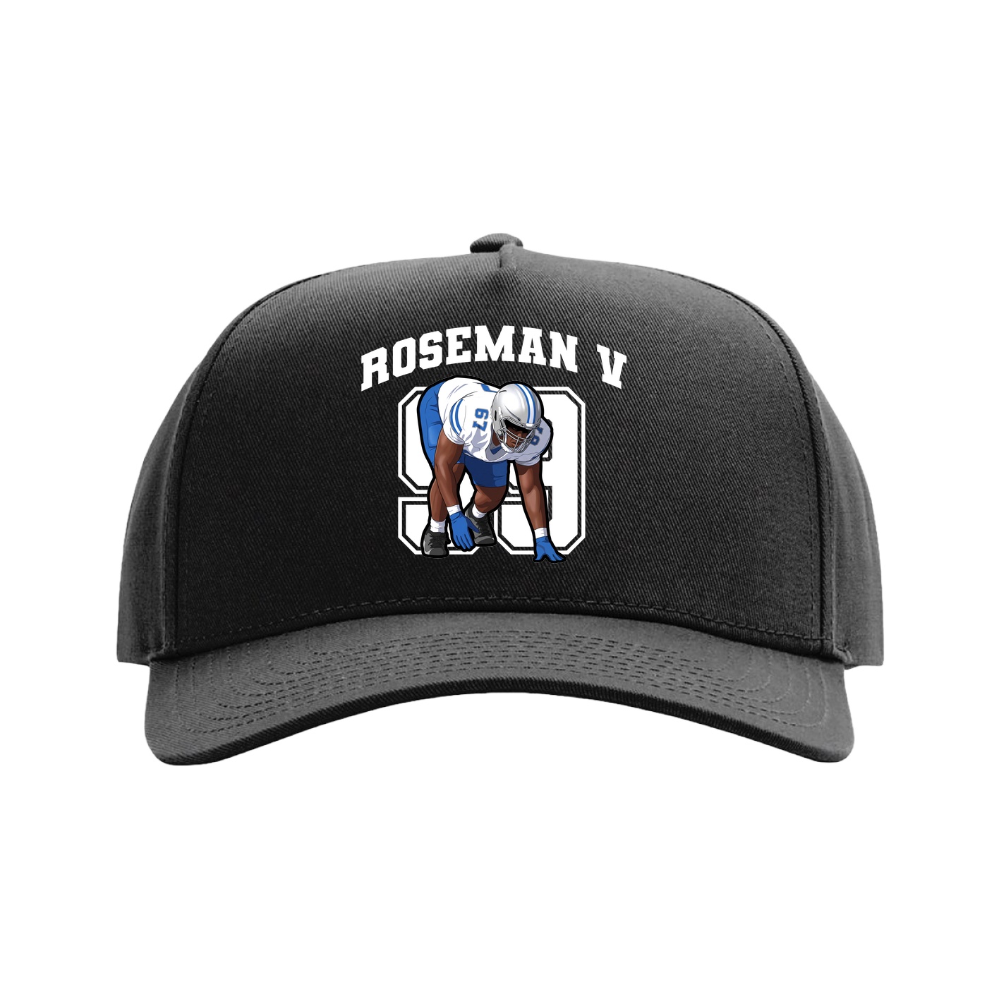 Full Fabric Five-Panel Champ Cap — Number in Black