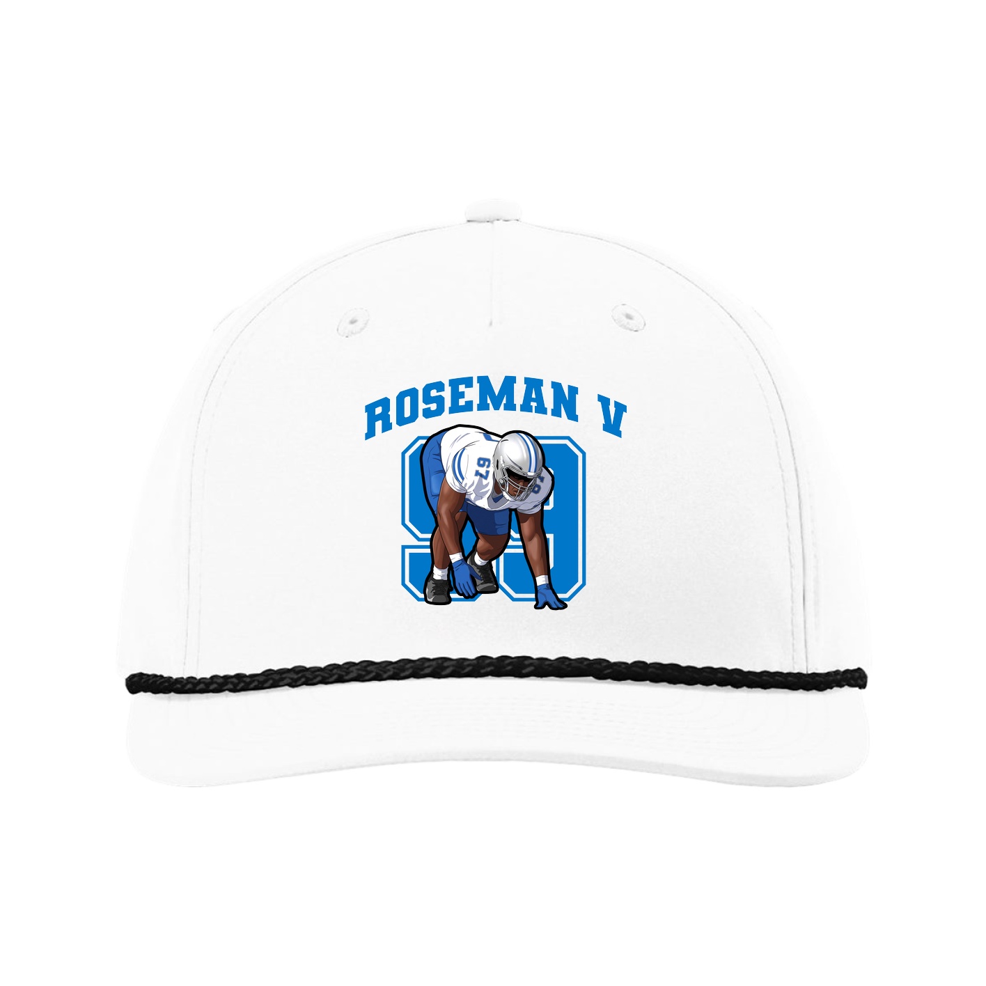 Five-Panel Classic Rope Cap — Number in White