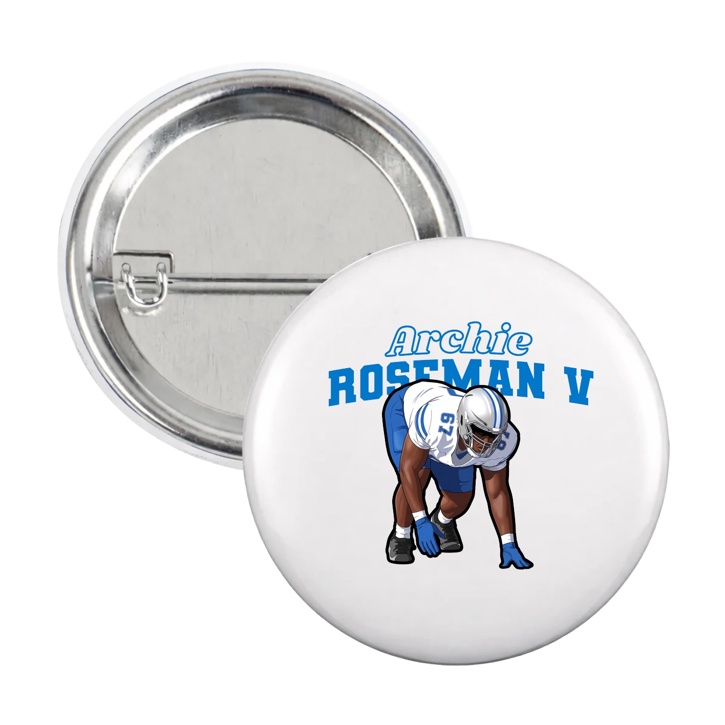 Game Day Button — Name Arch in White