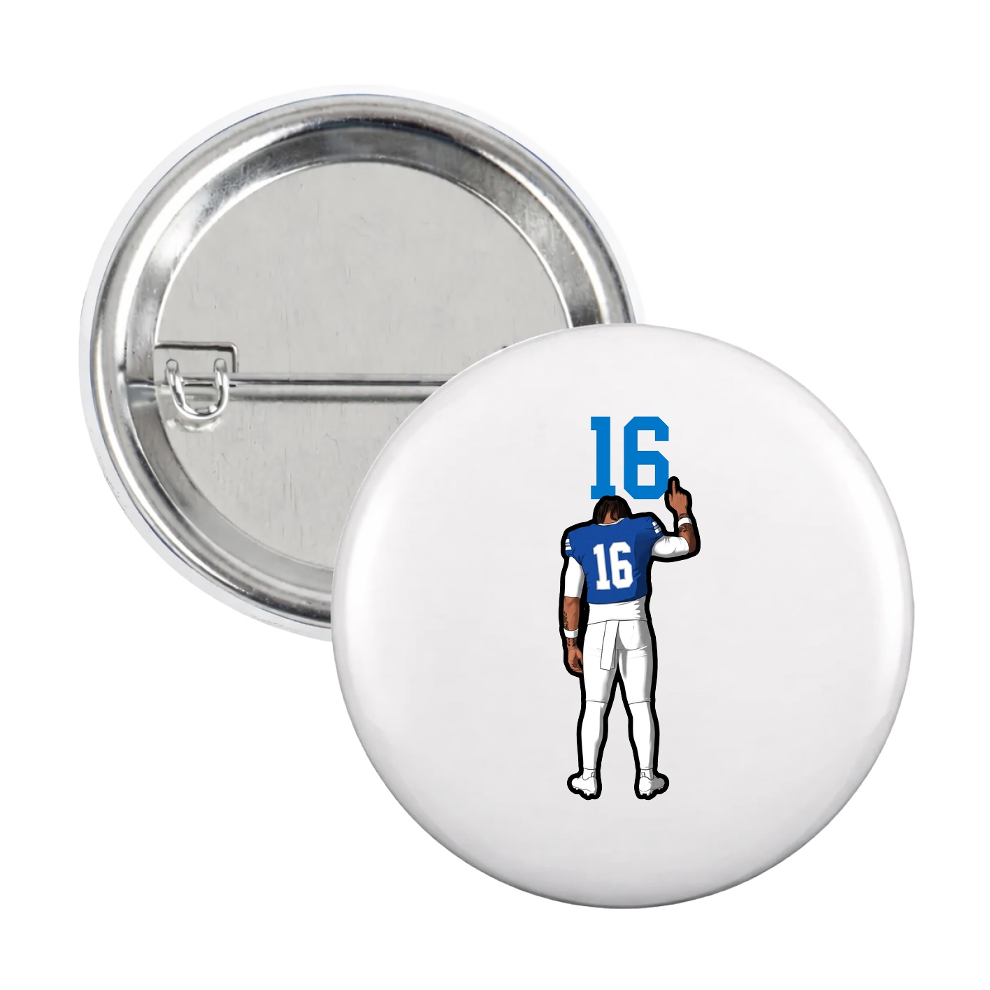 Game Day Button — Number Top in White