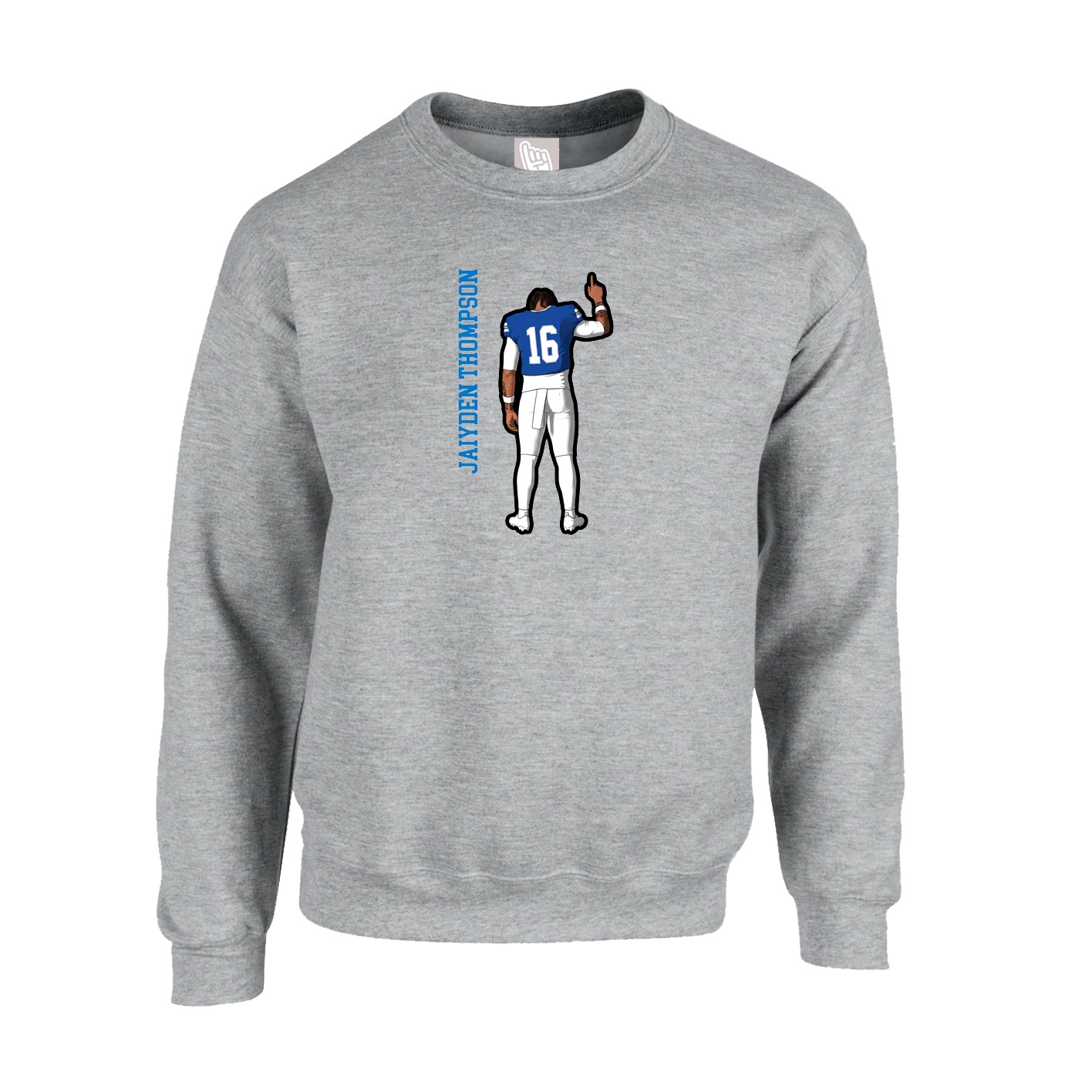 Fleece Crew — Name Vertical in Grey