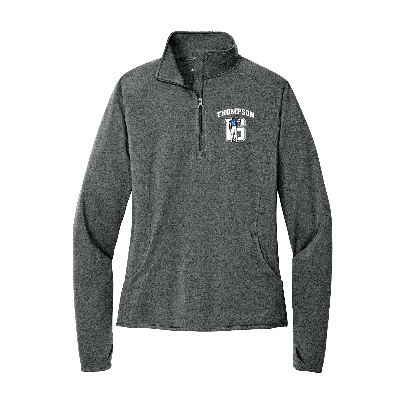 Women's Q-Zip Pullover — Number in Grey