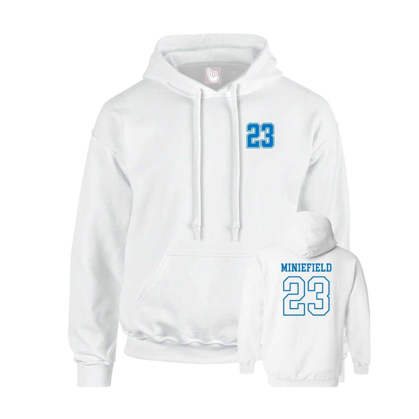 Youth Hoodie — Chest Back in White