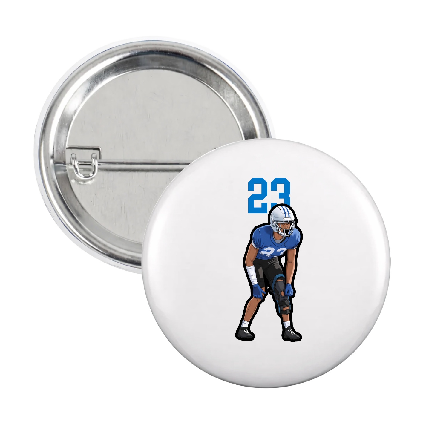 Game Day Button — Number Top in White