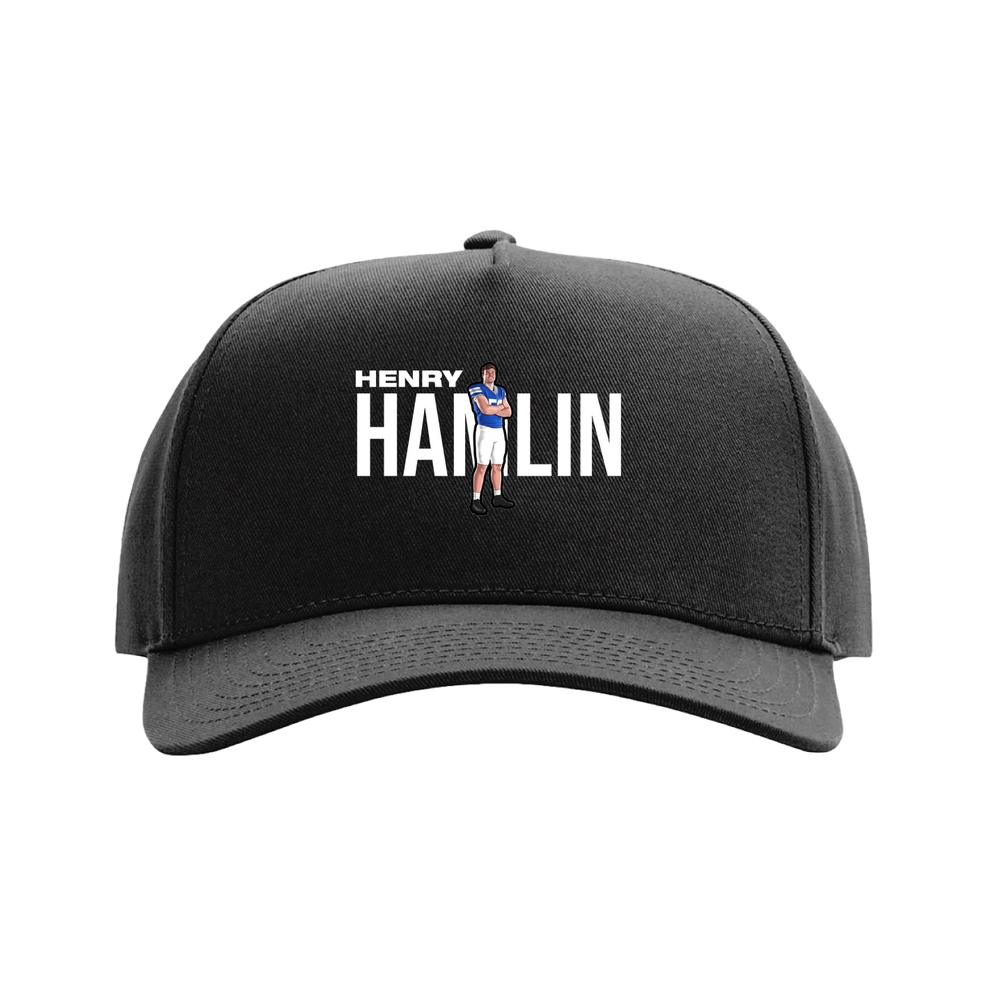Full Fabric Five-Panel Champ Cap — Player Name in Black