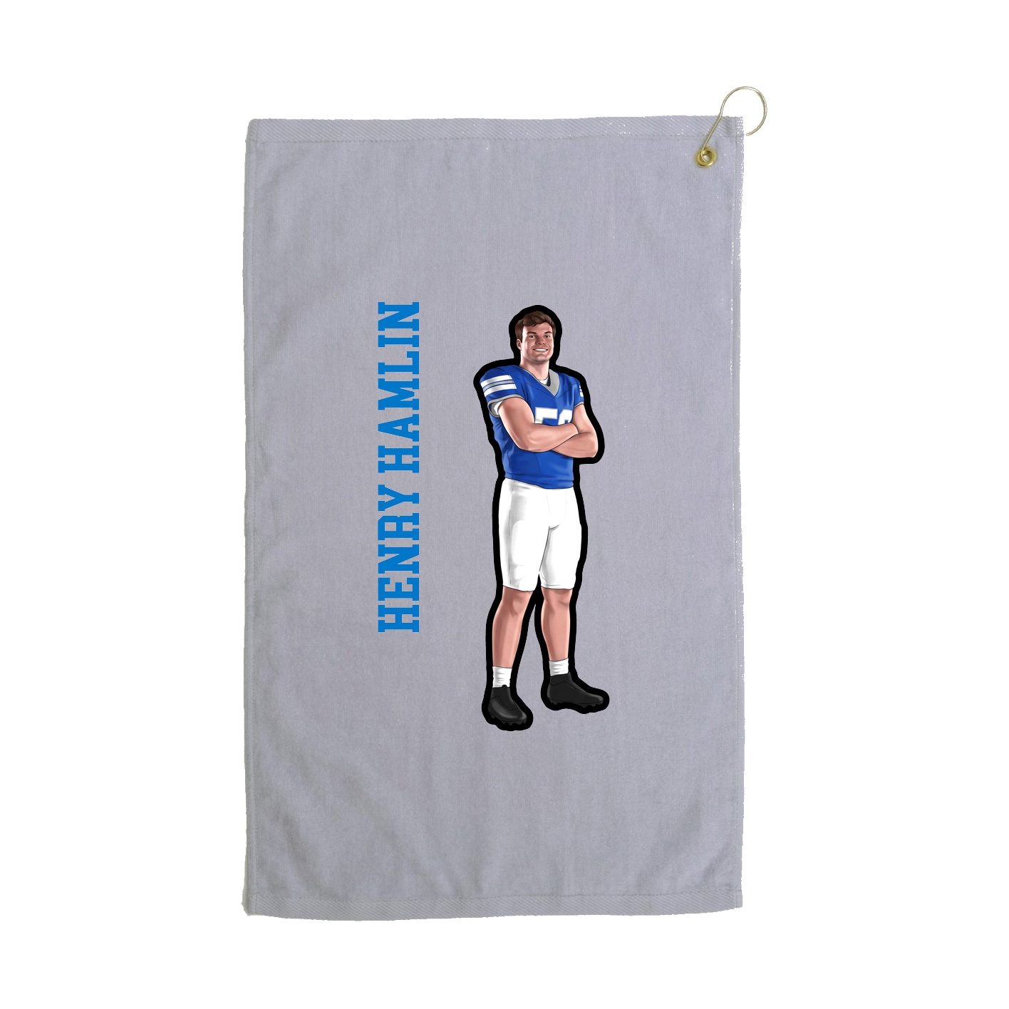 Golf Towel — Name Vertical in Grey
