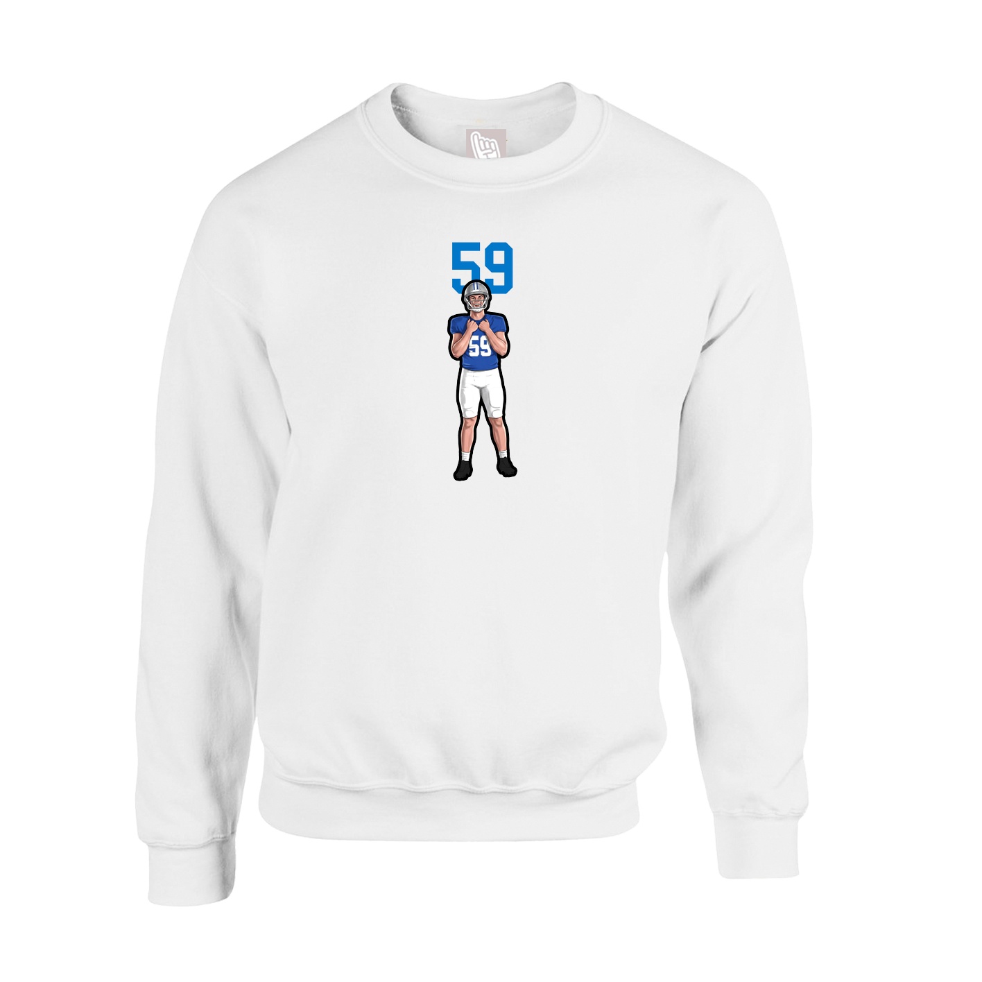 Fleece Crew — Number Top in White
