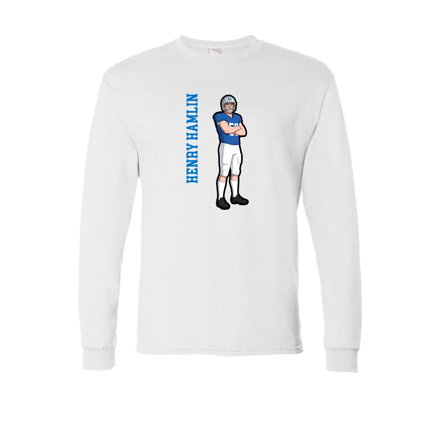 Long Sleeve Tee — Name Vertical in White