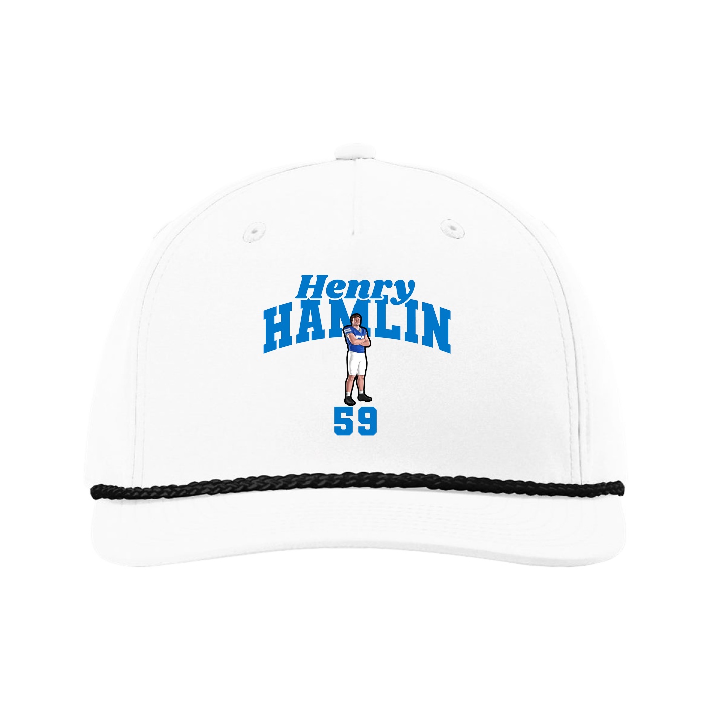 Five-Panel Classic Rope Cap — Signature Arch in White