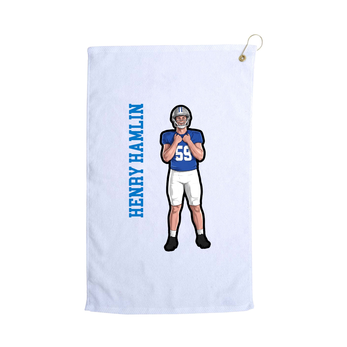 Golf Towel — Name Vertical in White