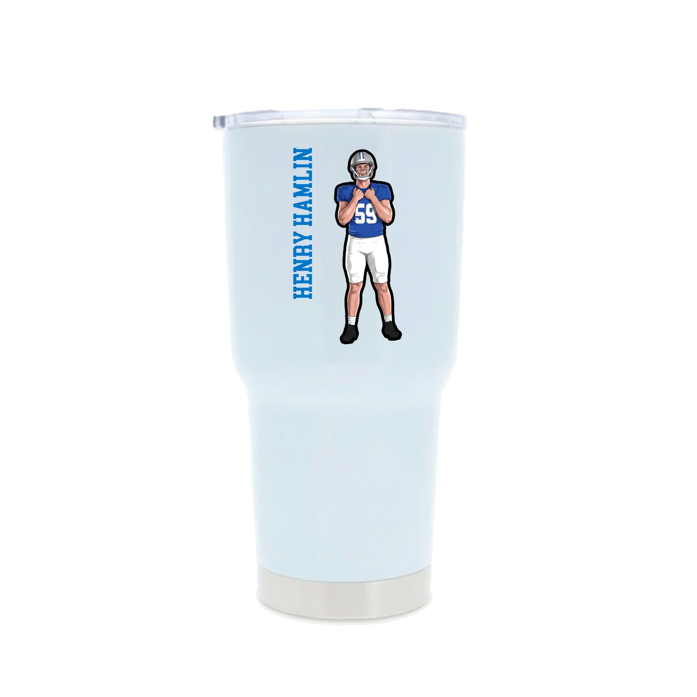 30oz Stainless Steel Tumbler — Name Vertical in White