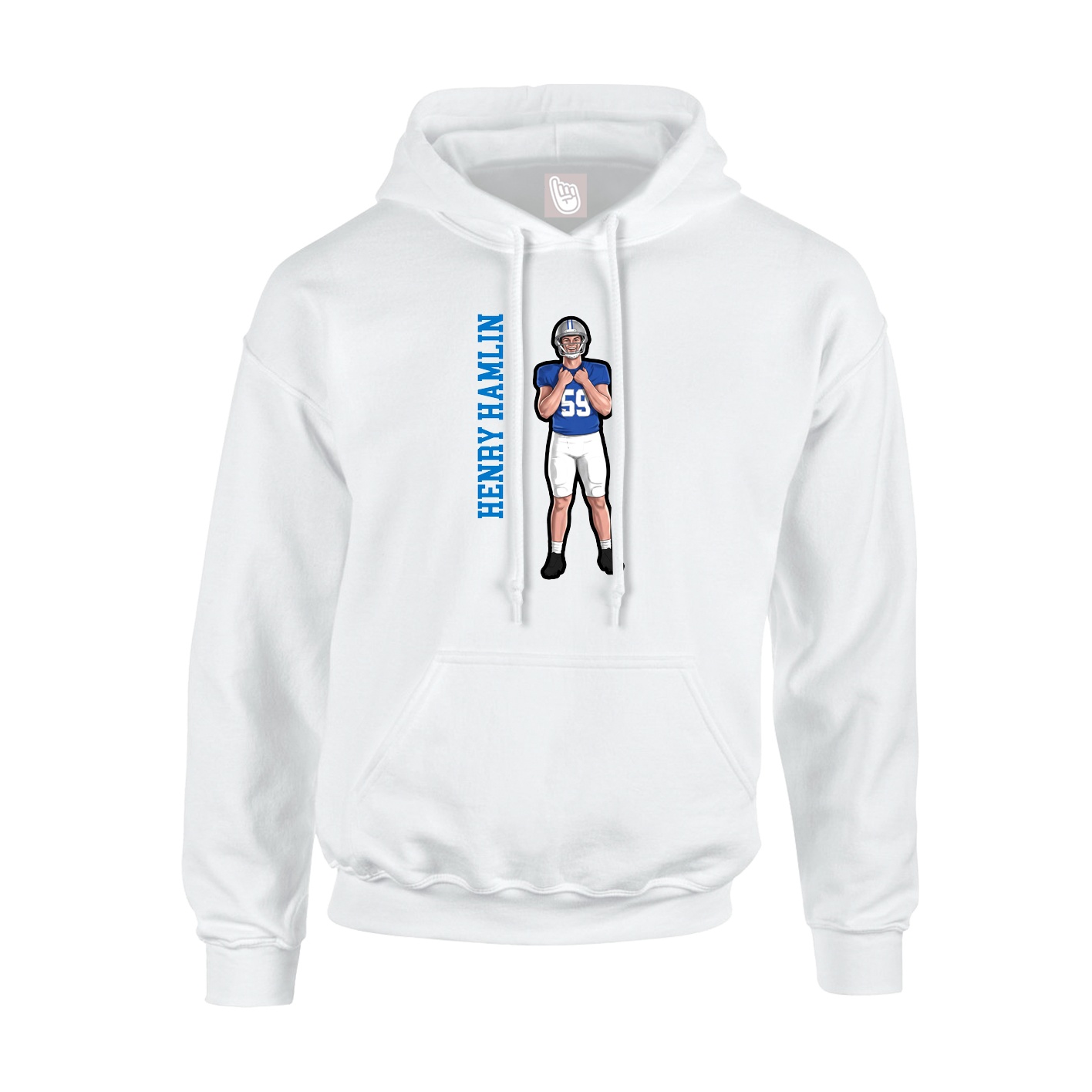 Youth Hoodie — Name Vertical in White