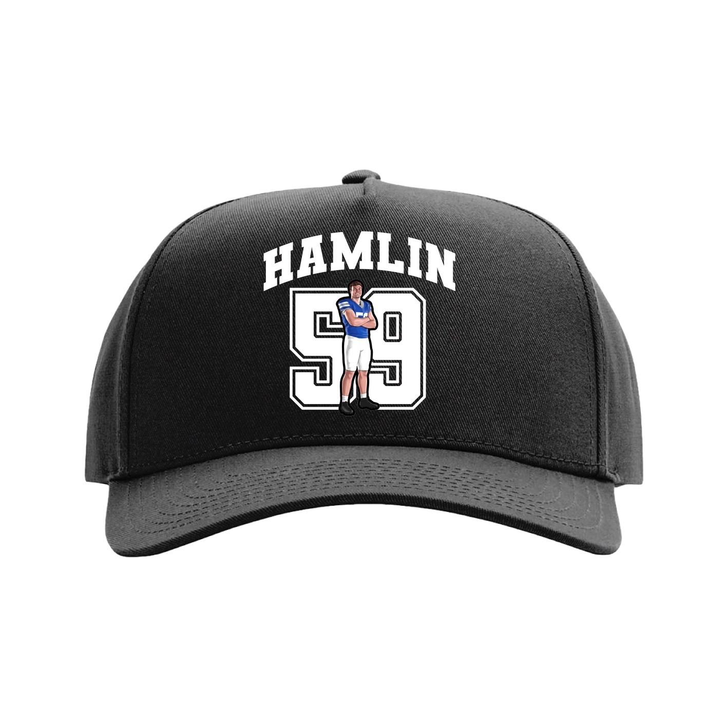 Full Fabric Five-Panel Champ Cap — Number in Black