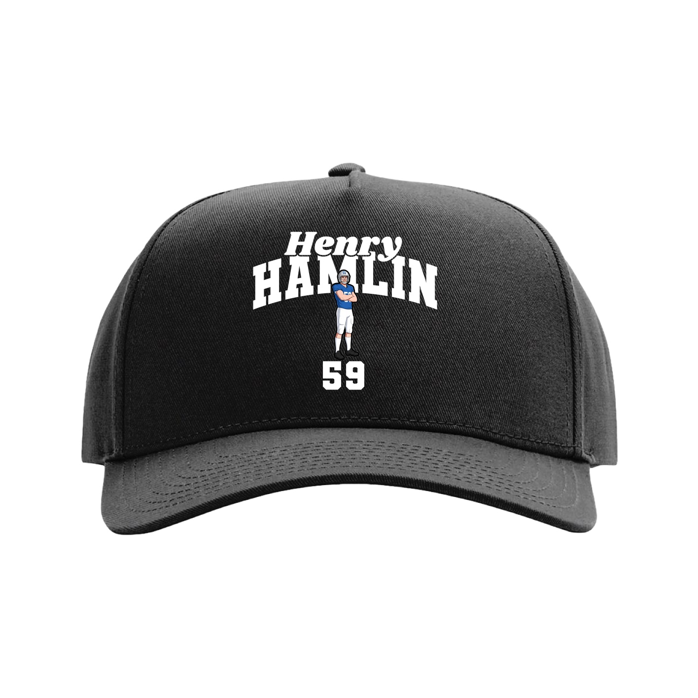 Full Fabric Five-Panel Champ Cap — Signature Arch in Black