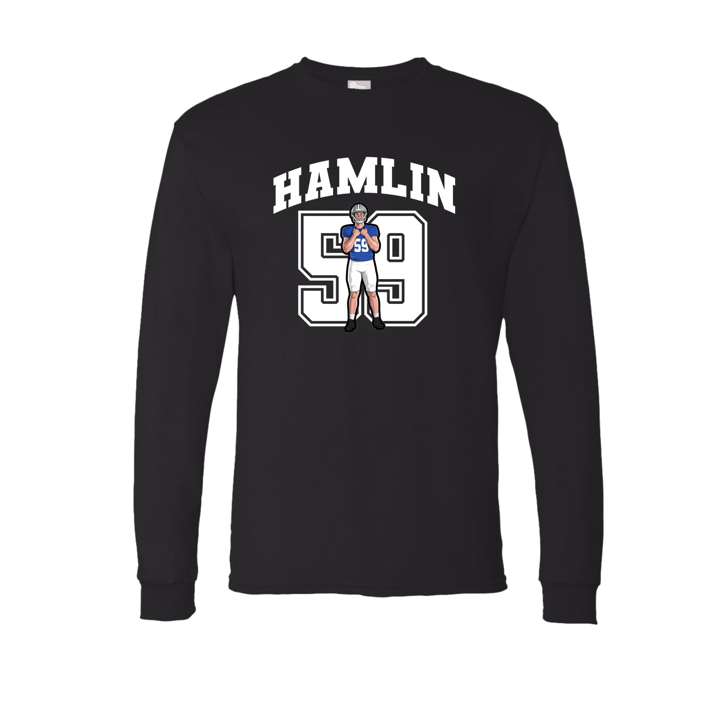 Long Sleeve Tee — Number in Black