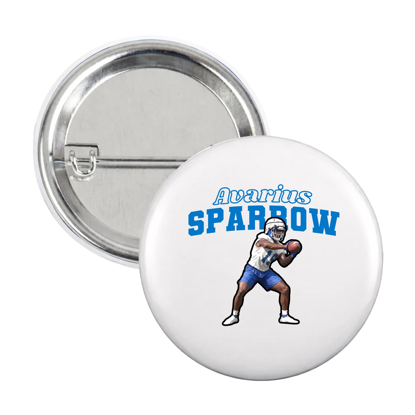 Game Day Button — Name Arch in White