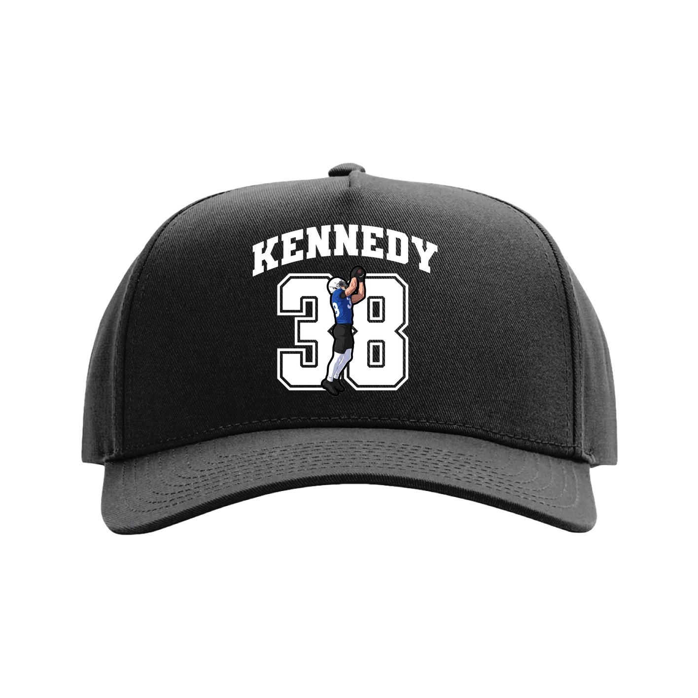 Full Fabric Five-Panel Champ Cap — Number in Black