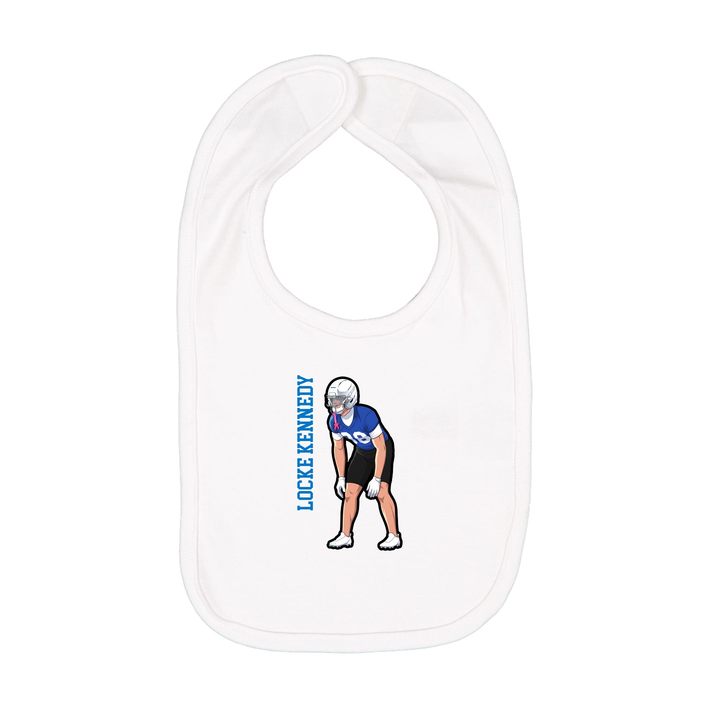 Infant Bib — Name Vertical in White