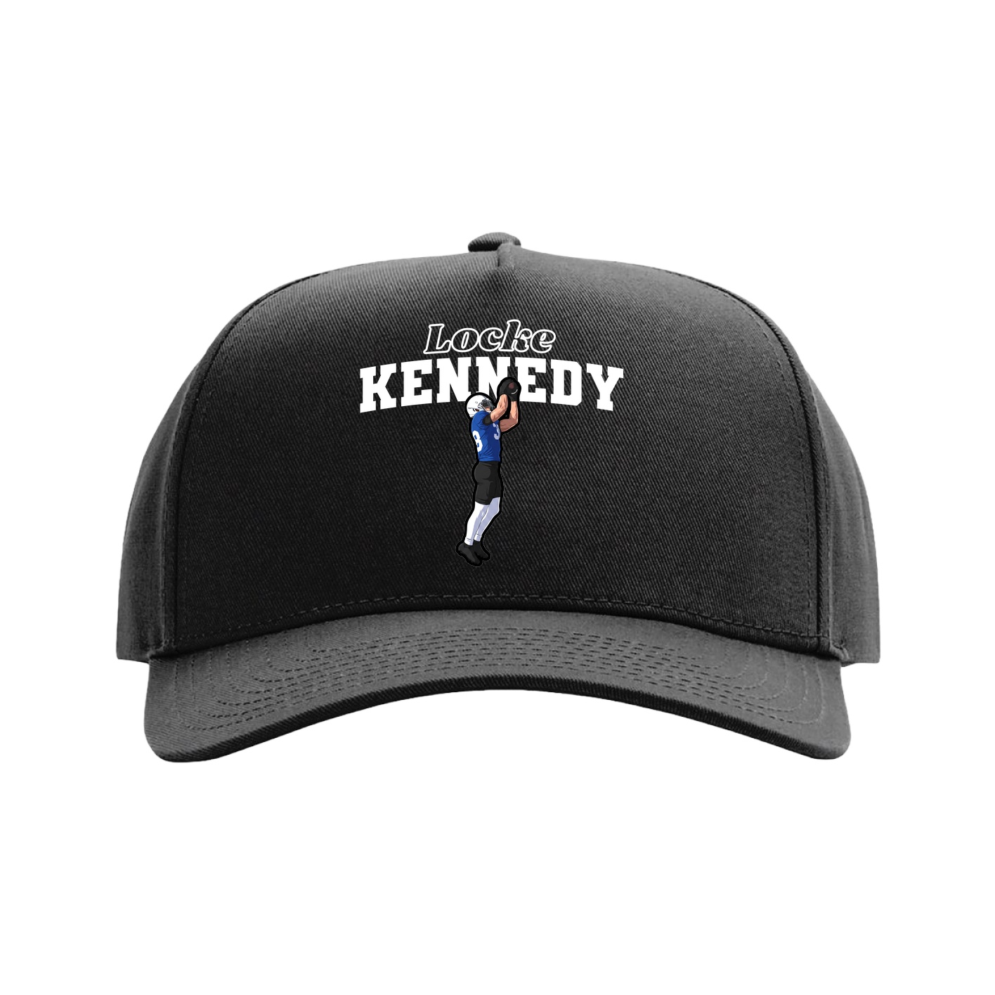 Full Fabric Five-Panel Champ Cap — Name Arch in Black