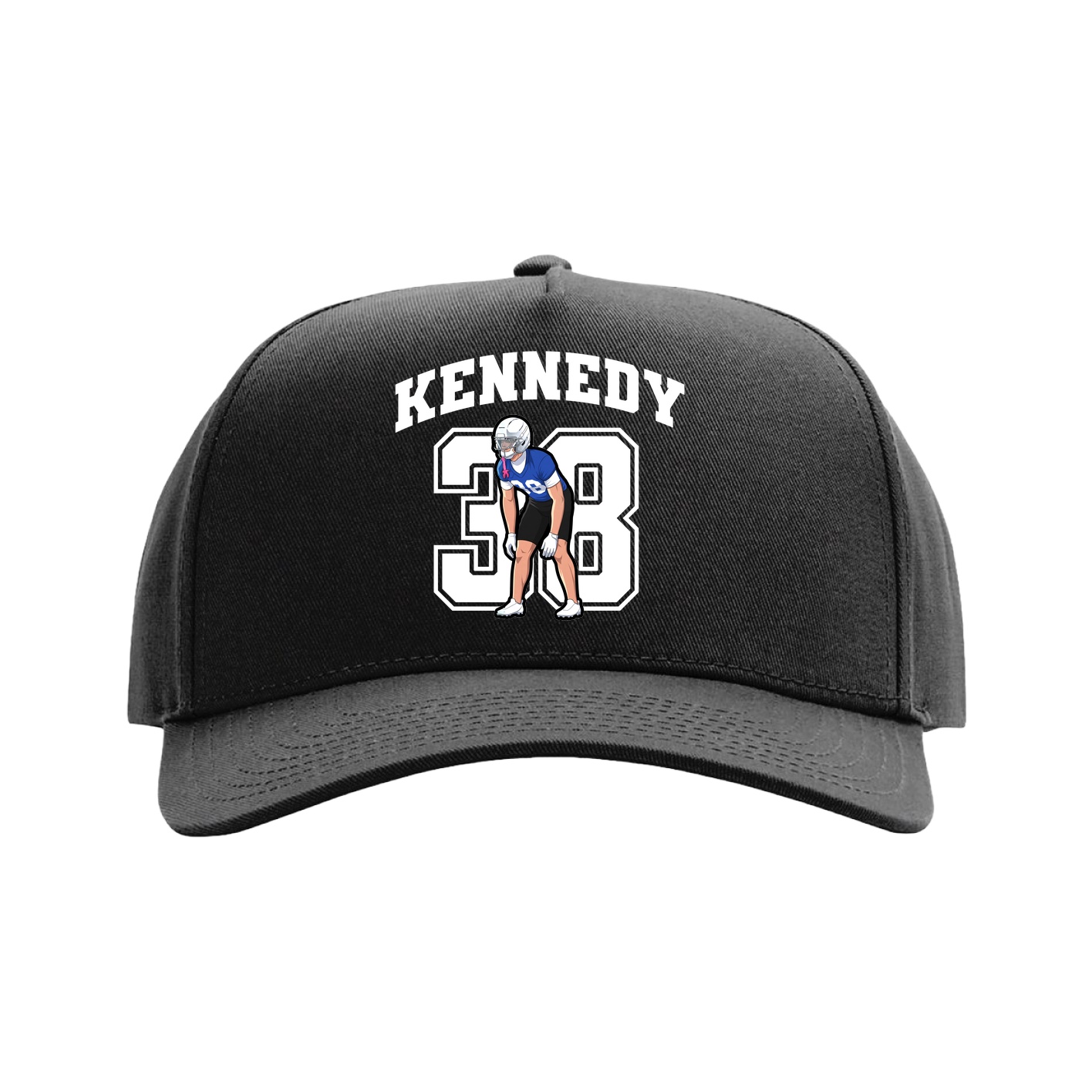 Full Fabric Five-Panel Champ Cap — Number in Black